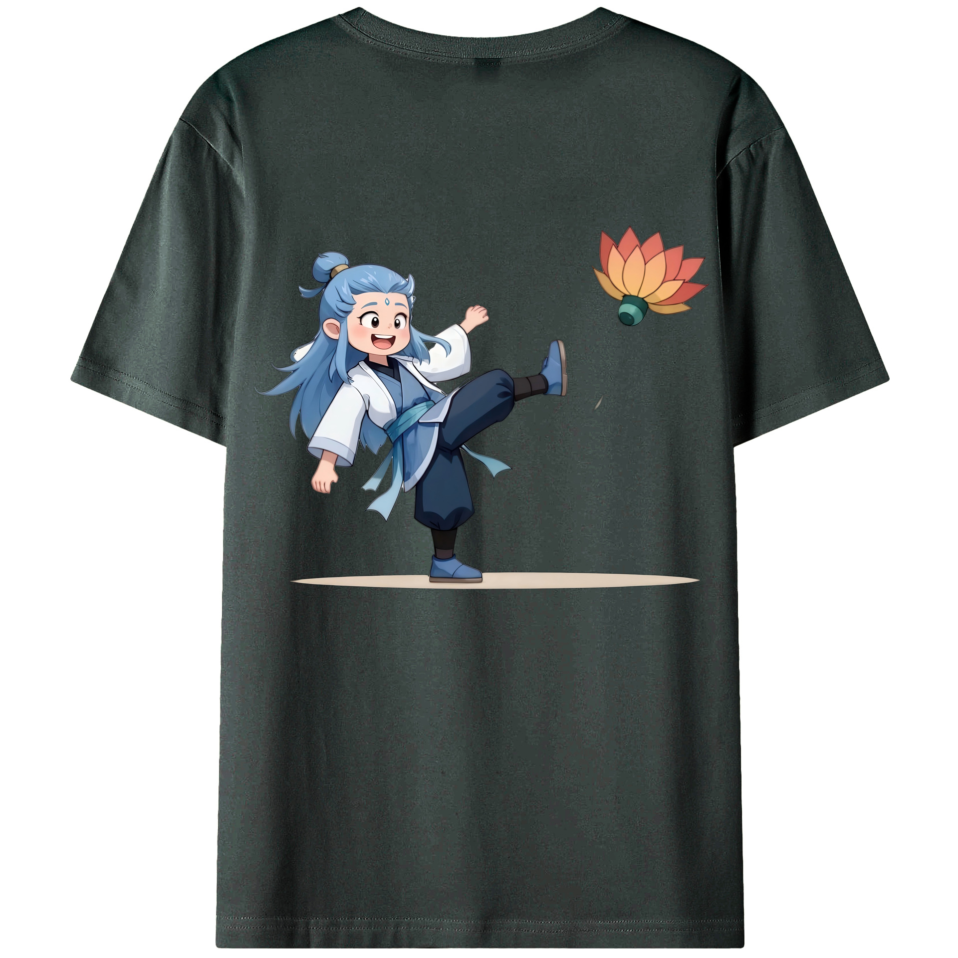 （画像用） Ne Zha 2 ナタ 魔童の大暴れ 綿100％ メンズ半袖Tシャツ（バックプリント） 通気性